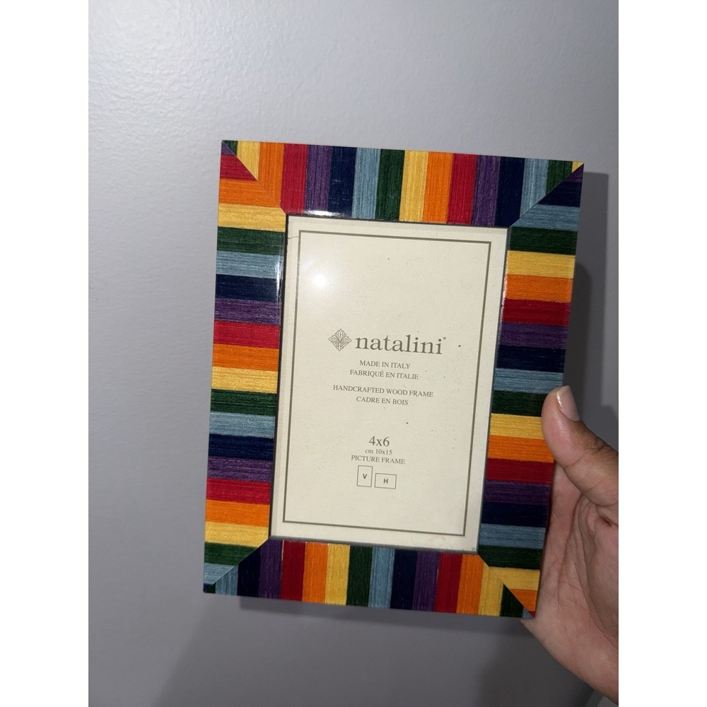 Natalini Multicolor Rainbow Picture Frame Fits 4x6" Photo Stripe NEW L